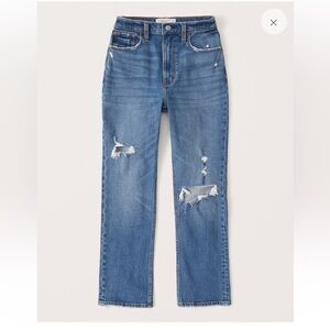 Abercrombie the ankle straight ultra high rise jeans - medium destroy size 27/4.